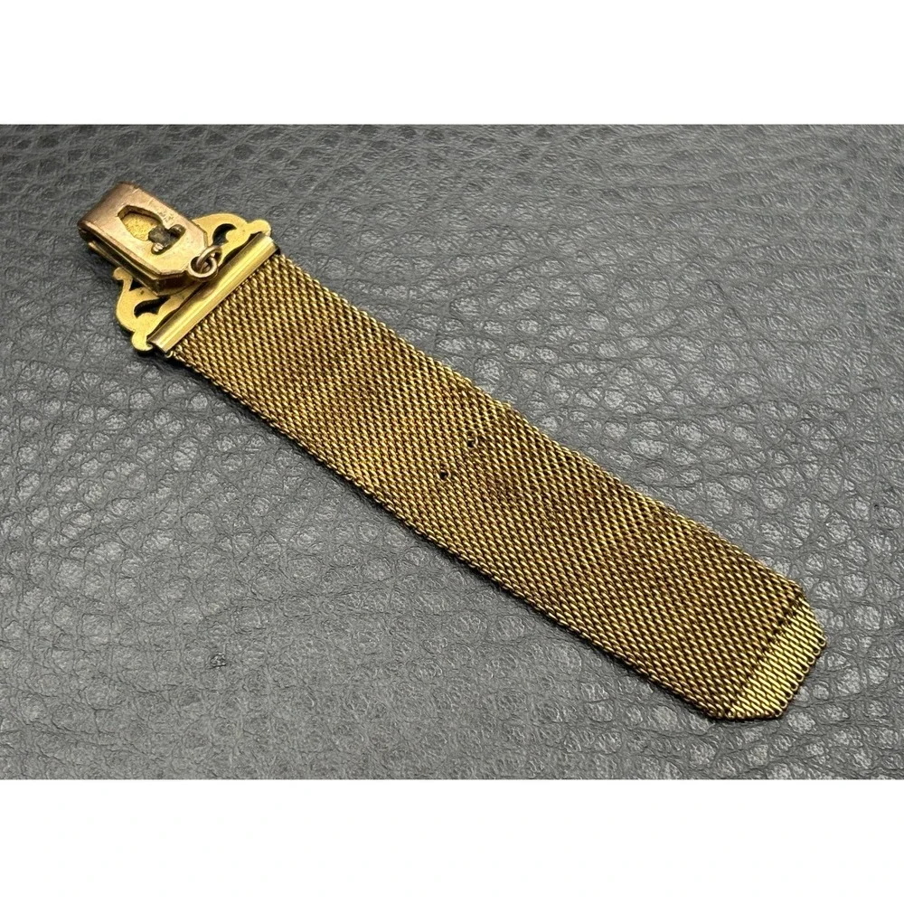 Antique Victorian Gold Filled Mesh Watch Fob Chain Ornate Clasp READ